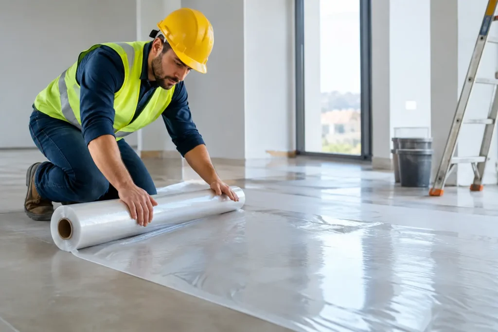 Proteção de piso para reduzir perdas na obra